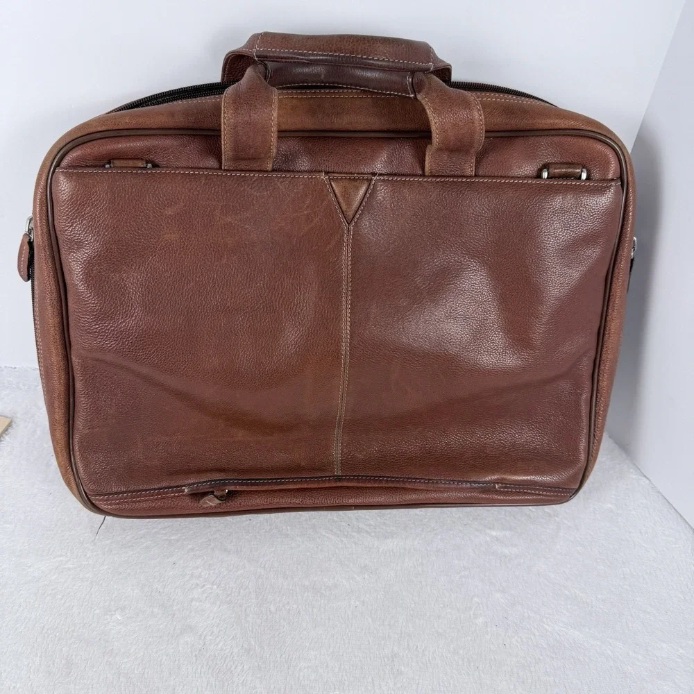 Johnston & Murphy Brown Leather Laptop Briefcase Business Travel Bag